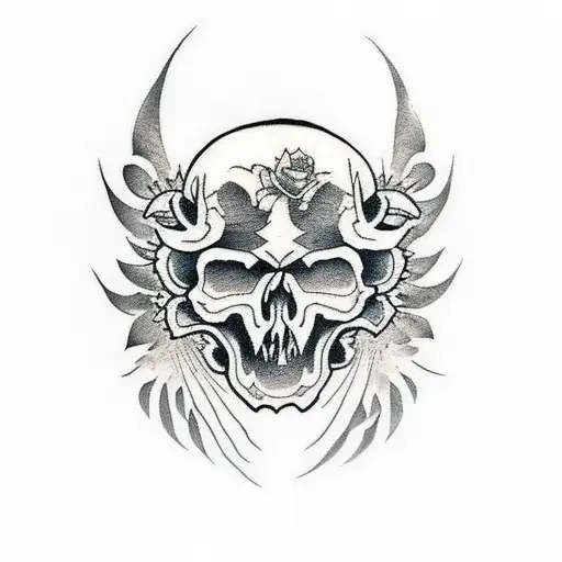 raven skull tattoo design idea