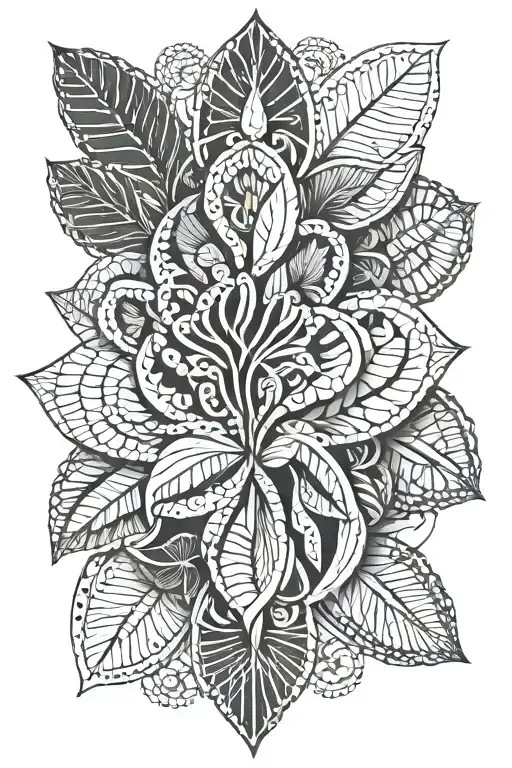Crochet and Maranta tattoo design idea