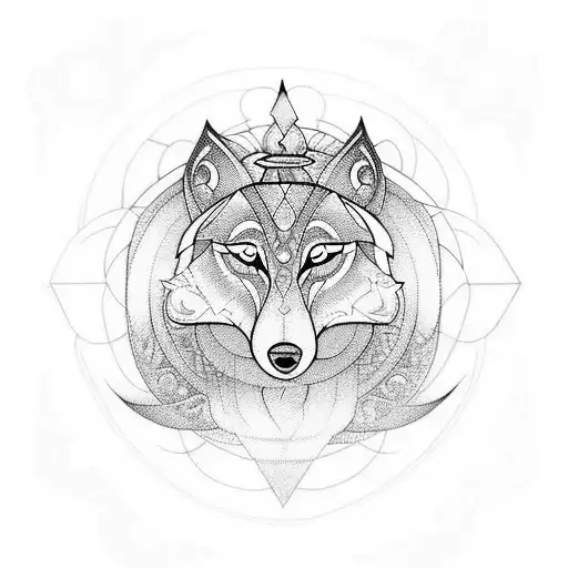 hindusim and flute and chakra and wolf and snake tattoo design idea