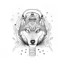 hindusim with flute and chakra and wolf and snake tattoo design idea