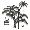 canary palm tree with 3 swings in it tattoo design idea