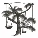 canary palm tree with 3 swings in it tattoo design idea