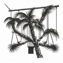 canary palm tree with 3 swings in it tattoo design idea