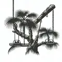 canary palm tree with 3 swings in it tattoo design idea