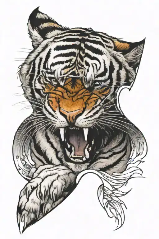 traditional tiger crying eye tattoo design idea