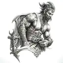 metin2 character in a realistic tattoo design idea