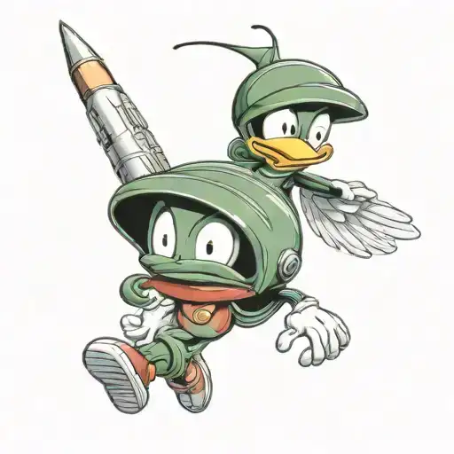 marvin the martian and tweety bird tattoo design idea