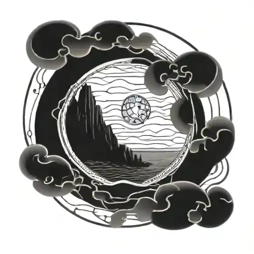 portal to a mystical goth beach  tattoo design idea