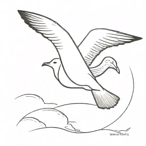 seagull flying tattoo design idea