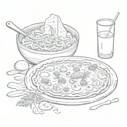 Pizza and Ramen Soup tattoo design idea