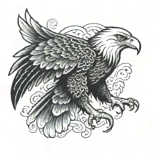 Eagle in flight tattoo design idea