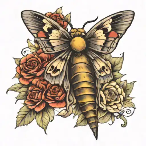 death hawk moth resting tattoo design idea