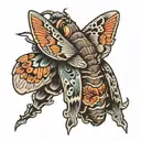death hawk moth resting tattoo design idea