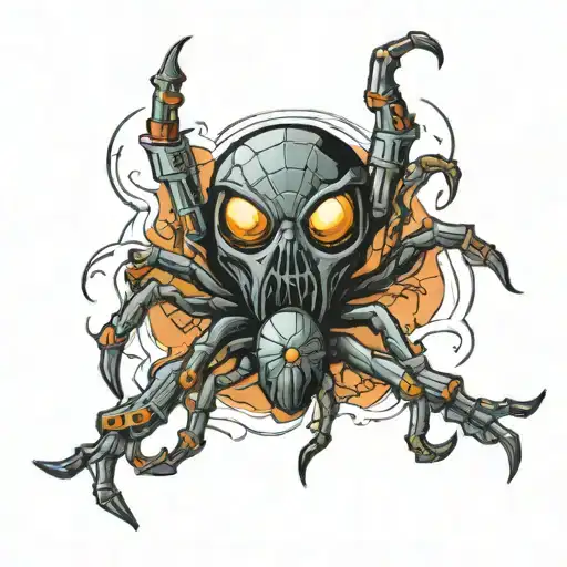 spider and guns money drugs tattoo design idea