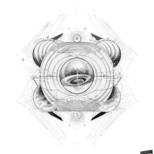 Space, sound waves, stars, planets  tattoo design idea
