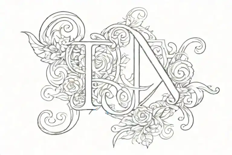 kid initials j and e  tattoo design idea