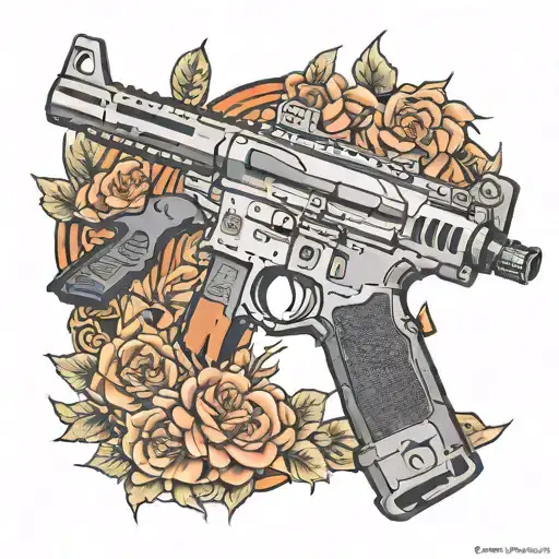 AR15 firearm and IPSC competition tattoo design idea