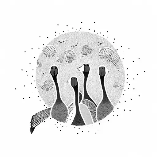 flock of canadian geese tattoo design idea