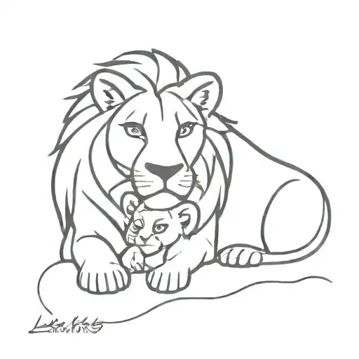 Lion king with baby lion tattoo design idea