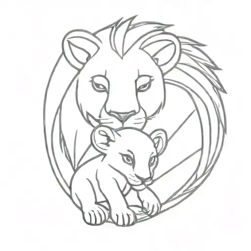 Lion king with baby lion tattoo design idea