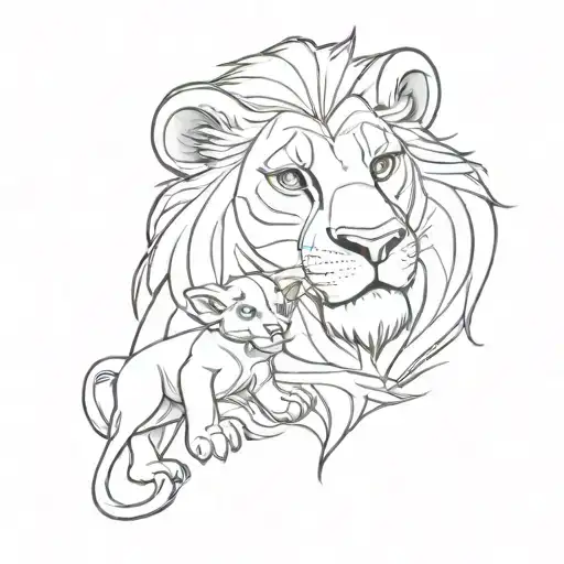 Lion king with baby lion tattoo design idea