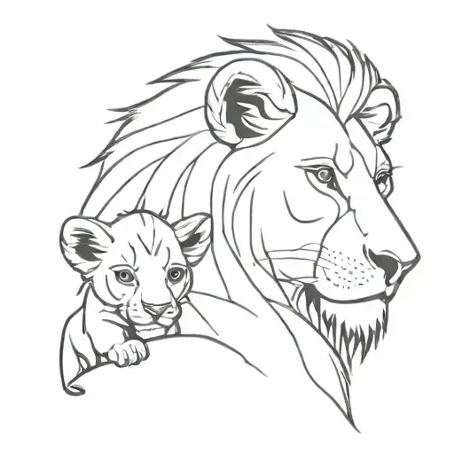 Lion king with baby lion tattoo design idea