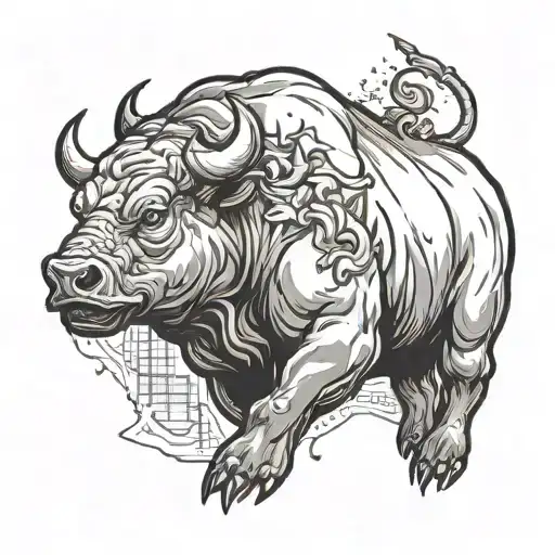 bull vs bear stock market tattoo design idea