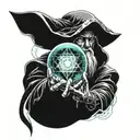 wizard holding crystal ball tattoo design idea