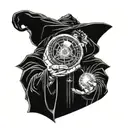 wizard holding crystal ball tattoo design idea