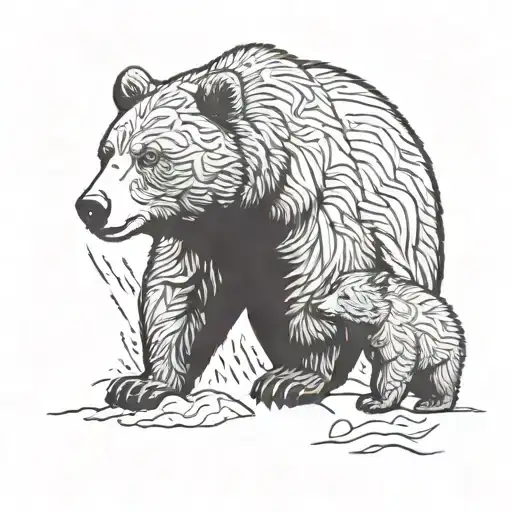 A bear and its cub tattoo design idea
