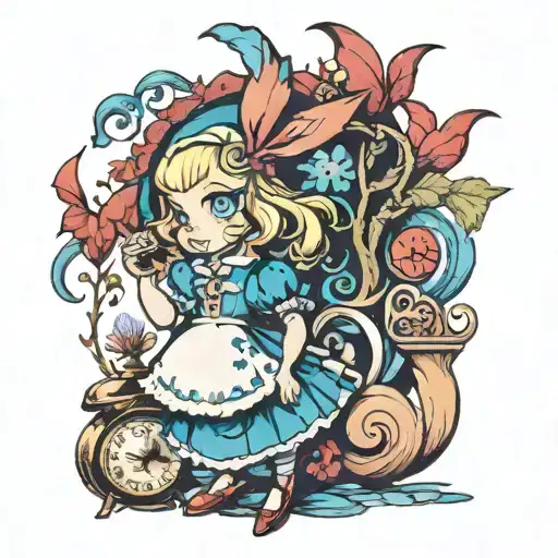 alice in wonderland tattoo design idea