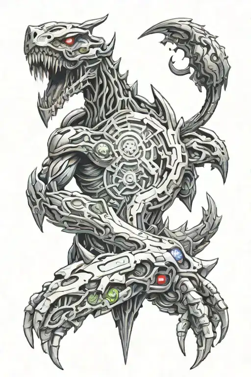 starcraft and inferno and hell and cyberpunk tattoo design idea
