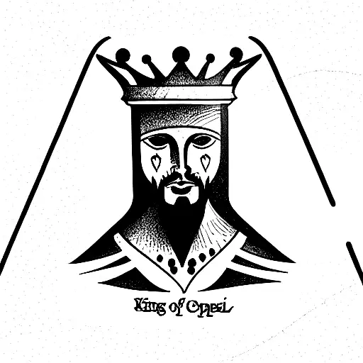 king of cups tarot card symmetrical tattoo design idea