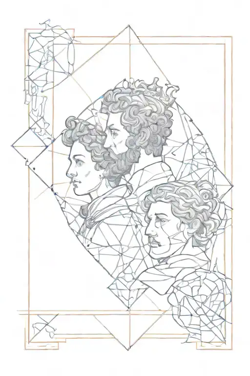 marcus aurelius geometric and pawn looking on the mirror seeing a queen and amor fati written somewhere  tattoo design idea