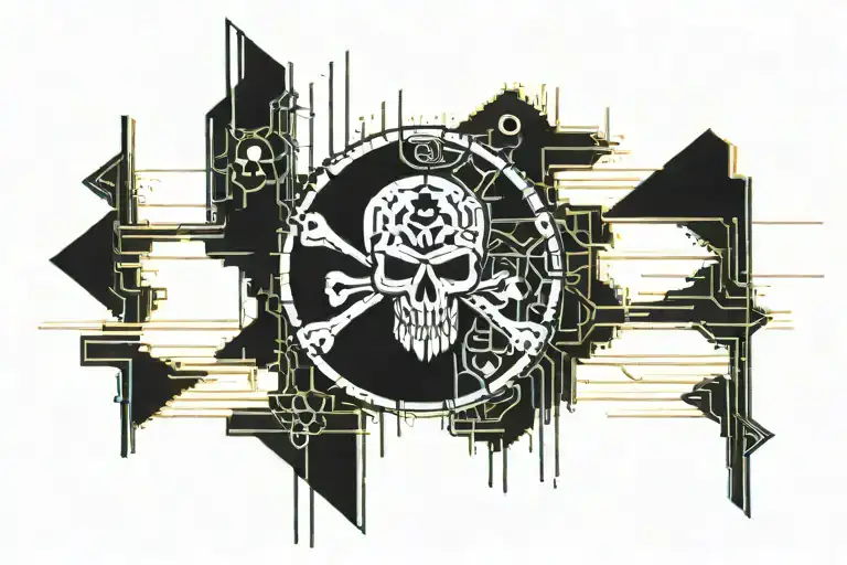 digital pirate flag tattoo design idea
