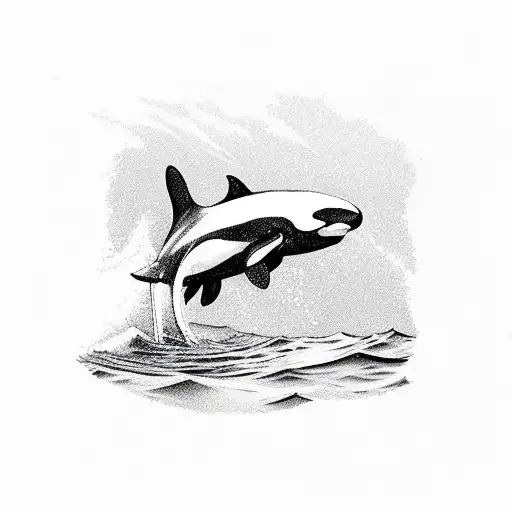 orca diving into the ocean tattoo design idea