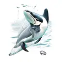 orca diving into the ocean tattoo design idea
