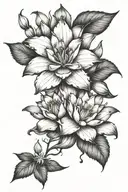 larkspur flower with water lily tattoo design idea