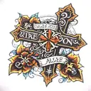 image of cross with words jake and Allison  tattoo design idea