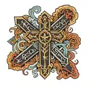 image of cross with words jake and Allison  tattoo design idea