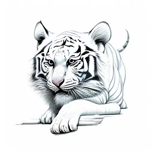 childlike white tiger tattoo design idea
