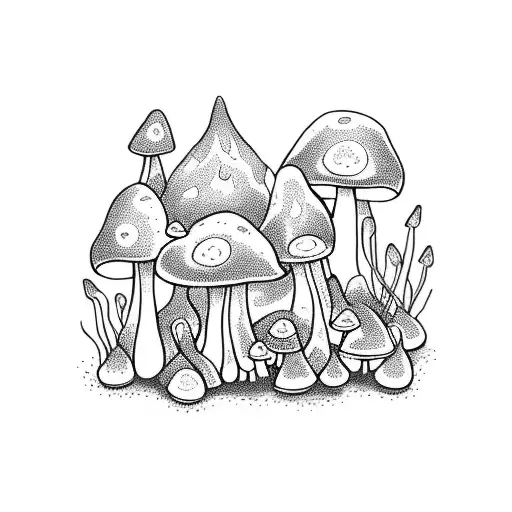 fairy mushrooms garden  tattoo design idea