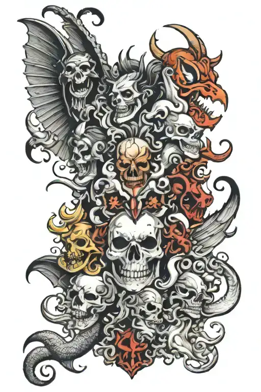 7 deadly sins as demons   tattoo design idea