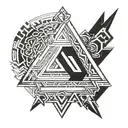 Incorporate elements of Norse mythology such as the Valknut symbol and runes into a programming code design, blending ancient wisdom with modern technology tattoo design idea