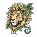 feminine lion with Ivy hair  tattoo design idea