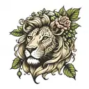 feminine lion with Ivy hair  tattoo design idea