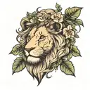 feminine lion with Ivy hair  tattoo design idea