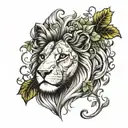 feminine lion with Ivy hair  tattoo design idea