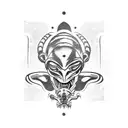 alien fights with predator, Aztec style tattoo design idea