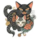 cats for a couple tattoo tattoo design idea